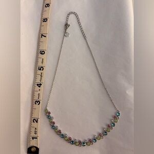 Touchstone Crystal by Swarovski TCS necklace peridot green, pink, blue crystals